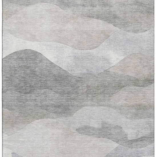 Beige Gray And Ivory Abstract Washable Area Rug With UV Protection Photo 3
