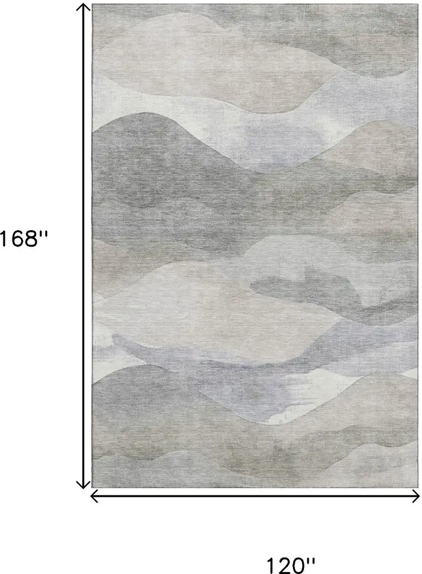 Beige Gray And Ivory Abstract Washable Area Rug With UV Protection Photo 9