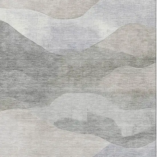 Beige Gray And Ivory Abstract Washable Area Rug With UV Protection Photo 3