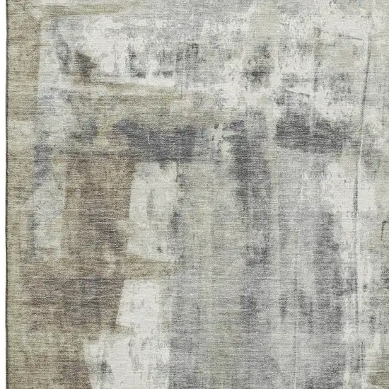 Beige Gray And Ivory Abstract Washable Area Rug With UV Protection Photo 3