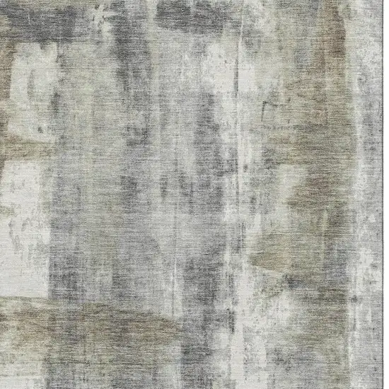Beige Gray And Ivory Abstract Washable Area Rug With UV Protection Photo 3