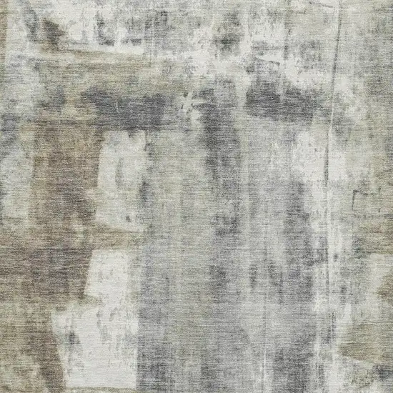 Beige Gray And Ivory Abstract Washable Area Rug With UV Protection Photo 3