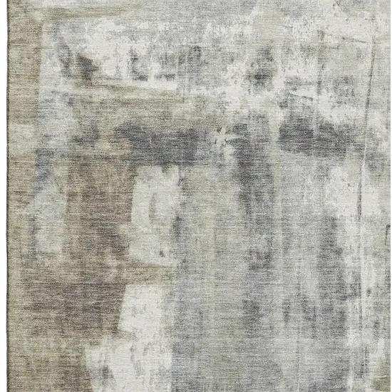 Beige Gray And Ivory Abstract Washable Area Rug With UV Protection Photo 3