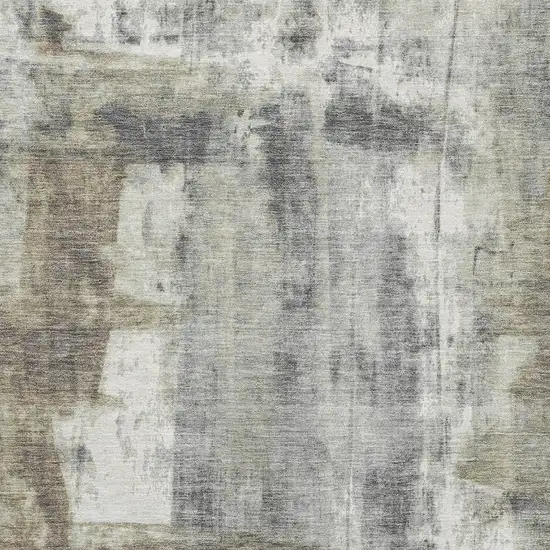 Beige Gray And Ivory Abstract Washable Area Rug With UV Protection Photo 3