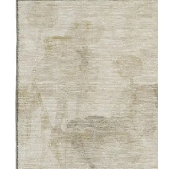 Beige Gray And Ivory Floral Washable Area Rug With UV Protection Photo 5