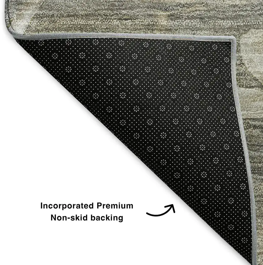 Beige Gray And Ivory Floral Washable Area Rug With UV Protection Photo 7