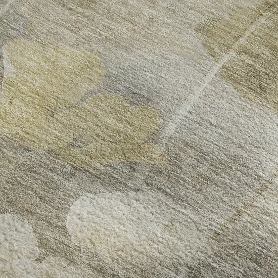 Beige Gray And Ivory Floral Washable Area Rug With UV Protection Photo 4