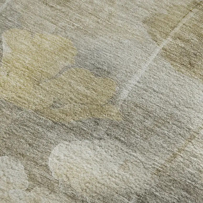 Beige Gray And Ivory Floral Washable Area Rug With UV Protection Photo 7