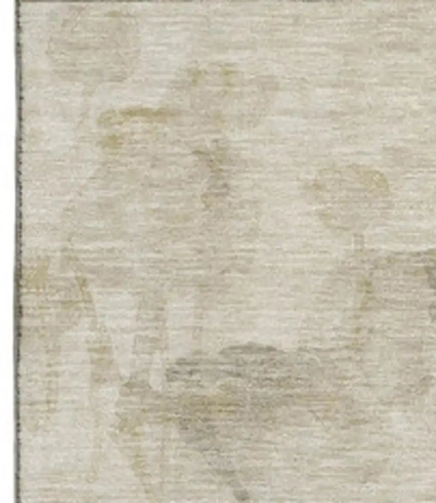 Beige Gray And Ivory Floral Washable Area Rug With UV Protection Photo 3