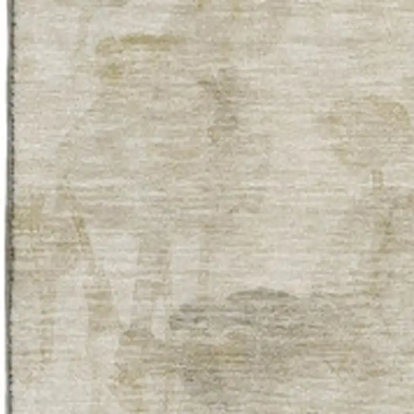Beige Gray And Ivory Floral Washable Area Rug With UV Protection Photo 8