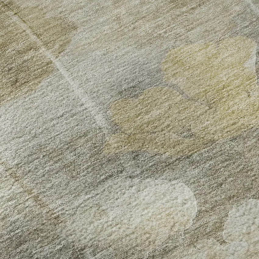 Beige Gray And Ivory Floral Washable Area Rug With UV Protection Photo 9