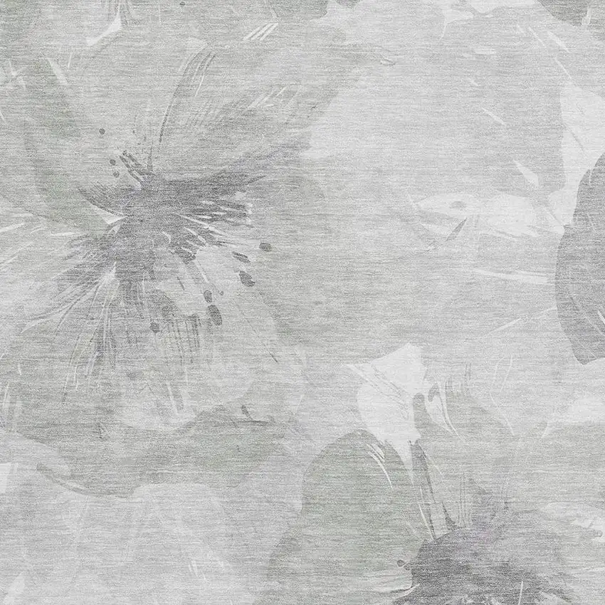 Beige Gray And Ivory Floral Washable Area Rug With UV Protection Photo 2