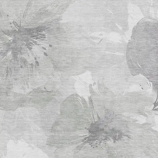 Beige Gray And Ivory Floral Washable Area Rug With UV Protection Photo 2