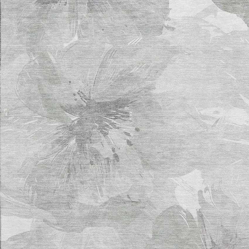 Beige Gray And Ivory Floral Washable Area Rug With UV Protection Photo 2