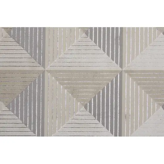 Beige Gray And Ivory Geometric Stain Resistant Area Rug Photo 6