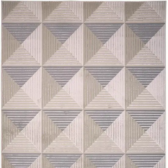 Beige Gray And Ivory Geometric Stain Resistant Area Rug Photo 6