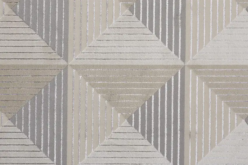 Beige Gray And Ivory Geometric Stain Resistant Area Rug Photo 5