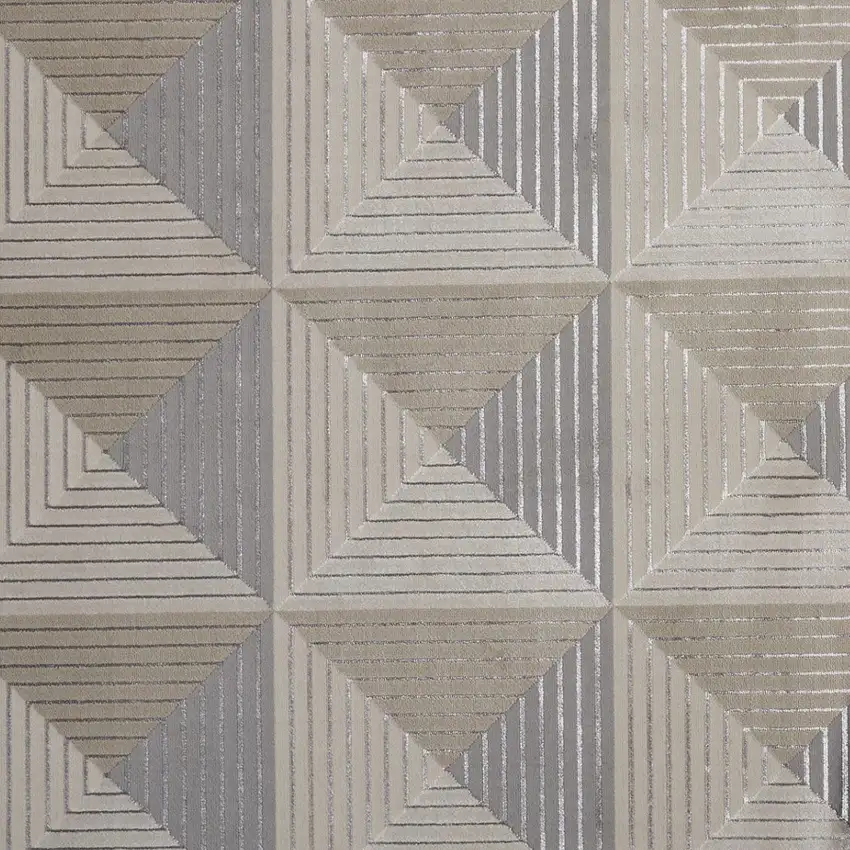 Beige Gray And Ivory Geometric Stain Resistant Area Rug Photo 6