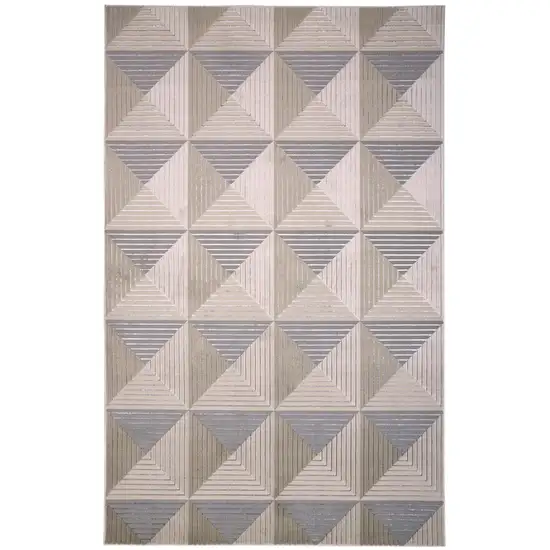 Beige Gray And Ivory Geometric Stain Resistant Area Rug Photo 2