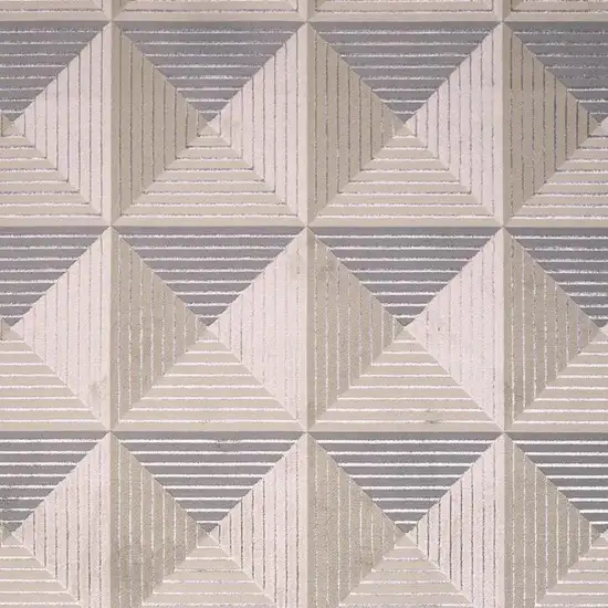 Beige Gray And Ivory Geometric Stain Resistant Area Rug Photo 5