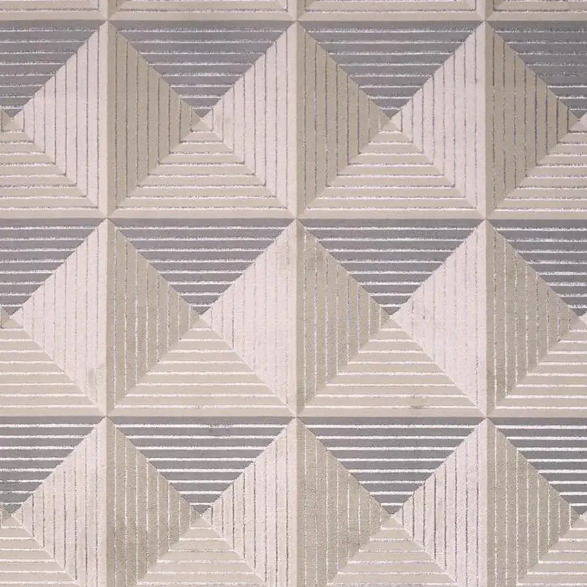 Beige Gray And Ivory Geometric Stain Resistant Area Rug Photo 5