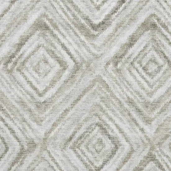 Beige Gray And Ivory Geometric Washable Area Rug With UV Protection Photo 3