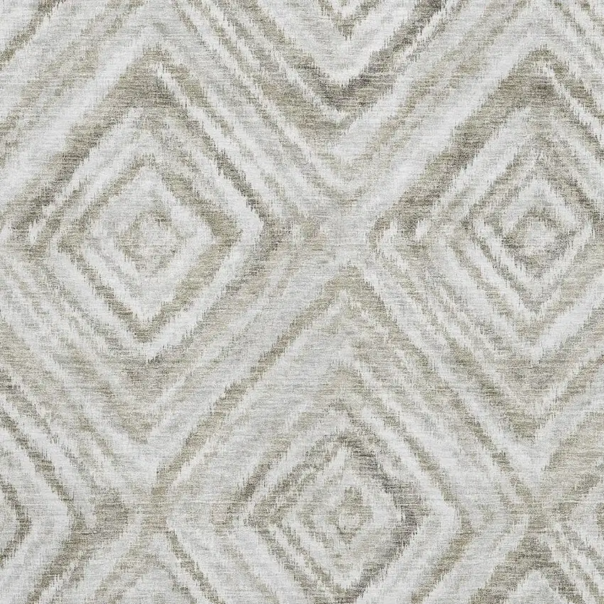 Beige Gray And Ivory Geometric Washable Area Rug With UV Protection Photo 3