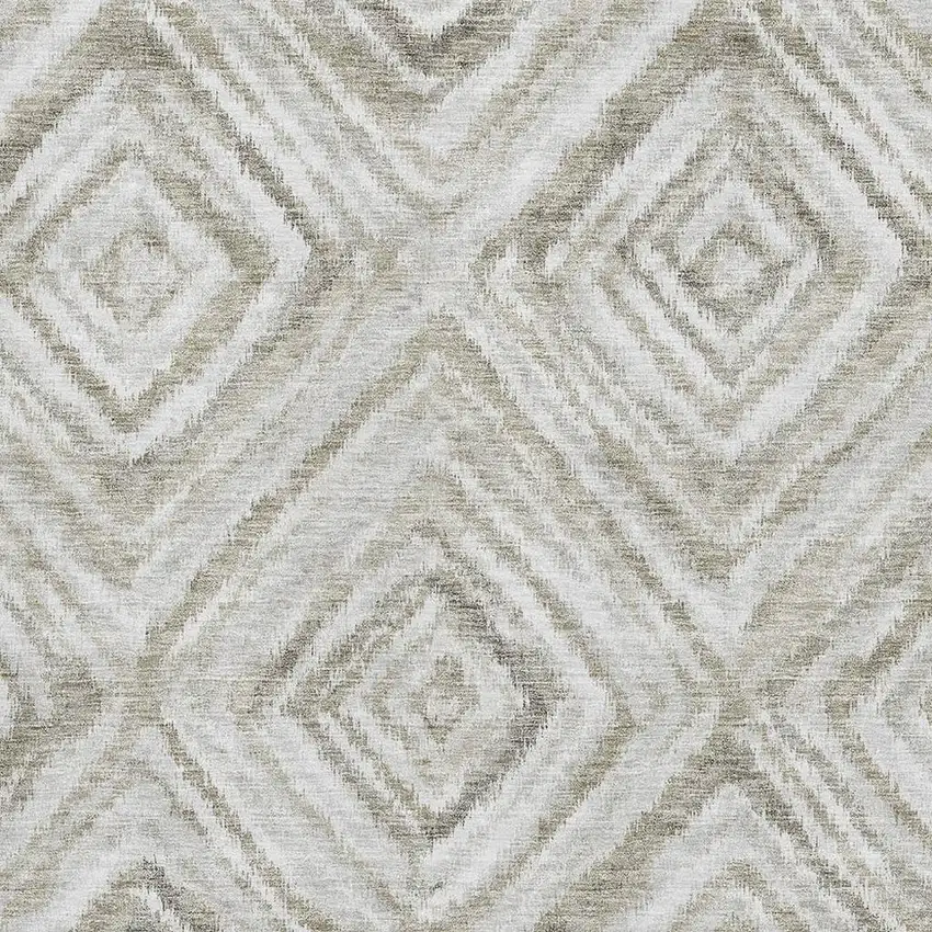 Beige Gray And Ivory Geometric Washable Area Rug With UV Protection Photo 3