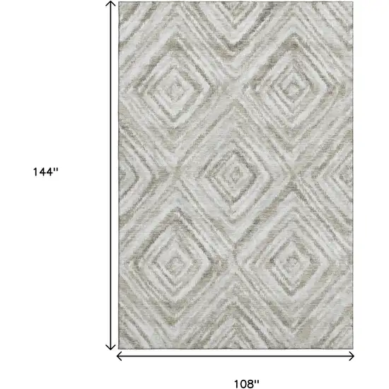 Beige Gray And Ivory Geometric Washable Area Rug With UV Protection Photo 3