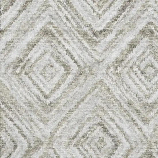 Beige Gray And Ivory Geometric Washable Area Rug With UV Protection Photo 3