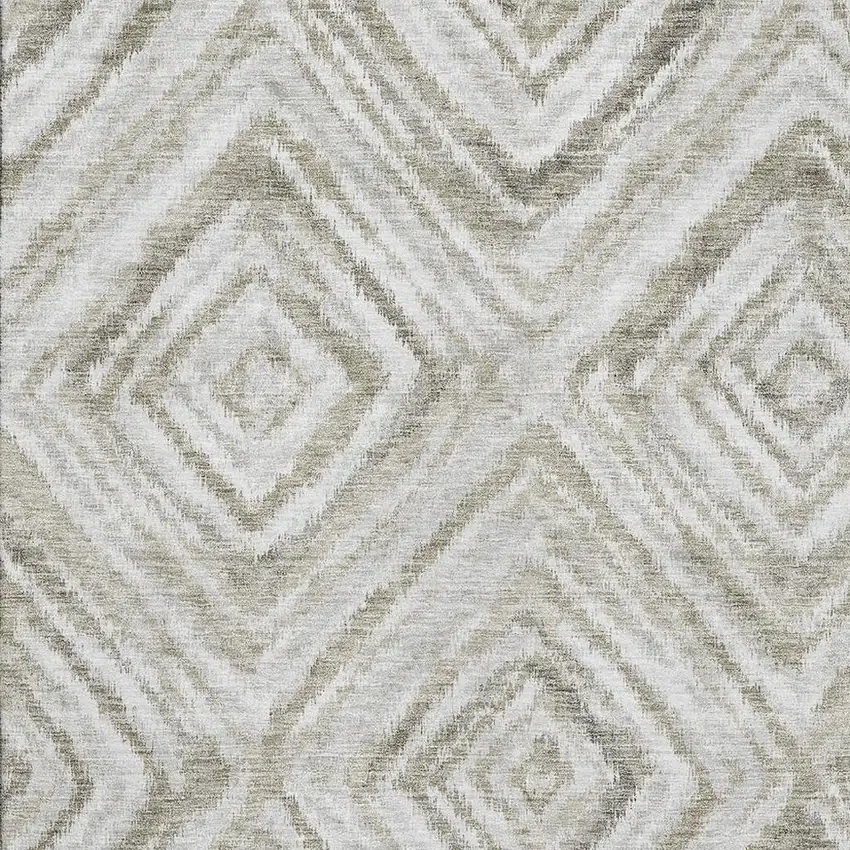 Beige Gray And Ivory Geometric Washable Area Rug With UV Protection Photo 3
