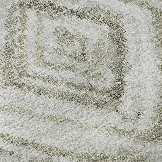 Beige Gray And Ivory Geometric Washable Area Rug With UV Protection Photo 9