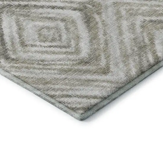 Beige Gray And Ivory Geometric Washable Area Rug With UV Protection Photo 8