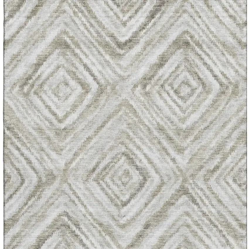 Beige Gray And Ivory Geometric Washable Area Rug With UV Protection Photo 4