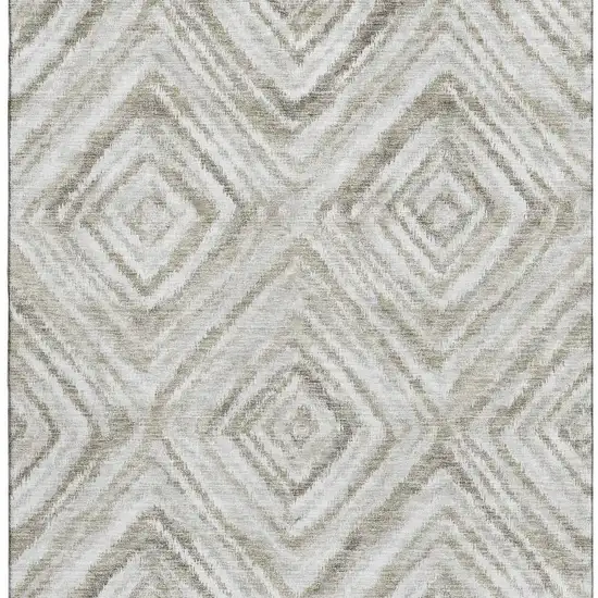 Beige Gray And Ivory Geometric Washable Area Rug With UV Protection Photo 4