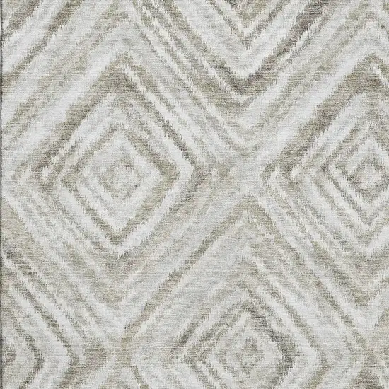 Beige Gray And Ivory Geometric Washable Area Rug With UV Protection Photo 3