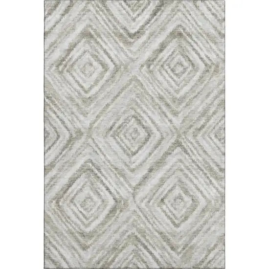 Beige Gray And Ivory Geometric Washable Area Rug With UV Protection Photo 1