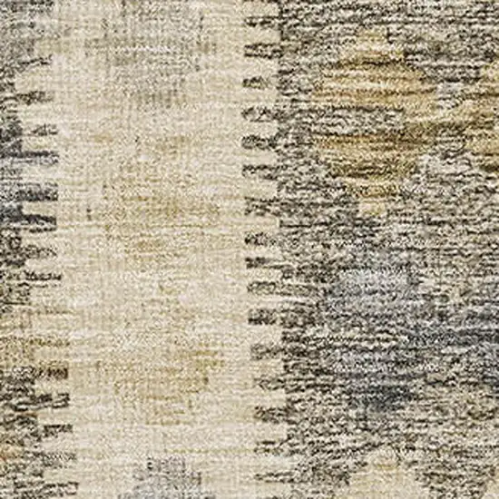 Beige Gray And Ivory Geometric Washable Area Rug With UV Protection Photo 2