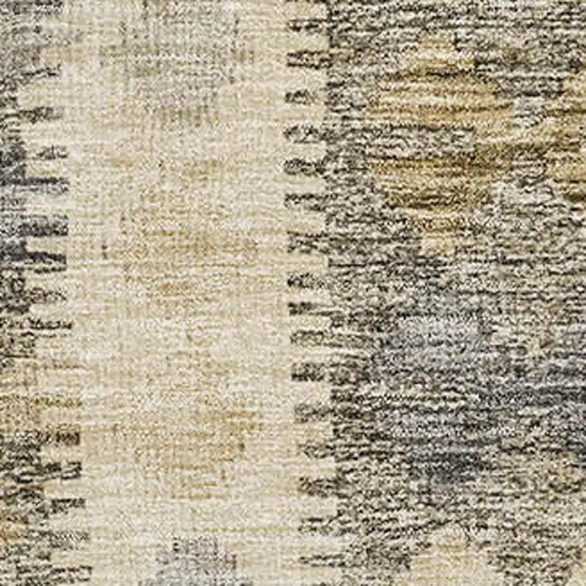 Beige Gray And Ivory Geometric Washable Area Rug With UV Protection Photo 2