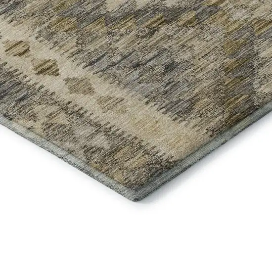 Beige Gray And Ivory Geometric Washable Area Rug With UV Protection Photo 7