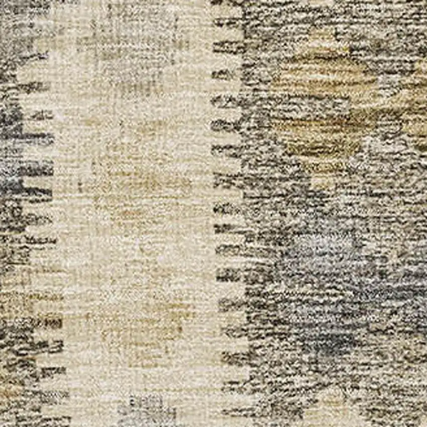 Beige Gray And Ivory Geometric Washable Area Rug With UV Protection Photo 3