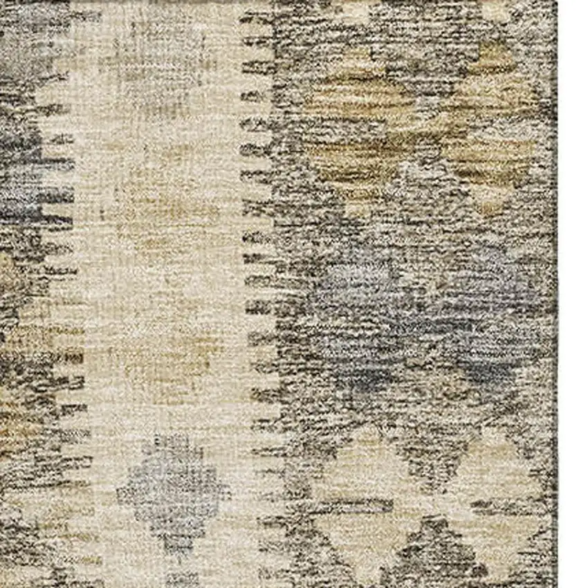 Beige Gray And Ivory Geometric Washable Area Rug With UV Protection Photo 4