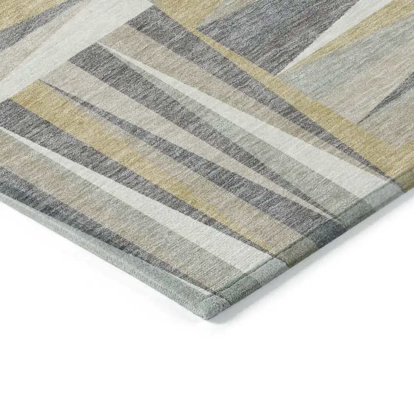 Beige Gray And Ivory Geometric Washable Indoor Outdoor Area Rug Photo 4