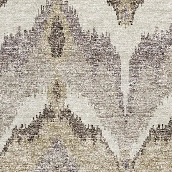 Beige Gray And Ivory Ikat Washable Area Rug With UV Protection Photo 3