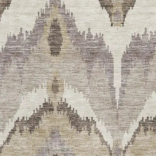 Beige Gray And Ivory Ikat Washable Area Rug With UV Protection Photo 3
