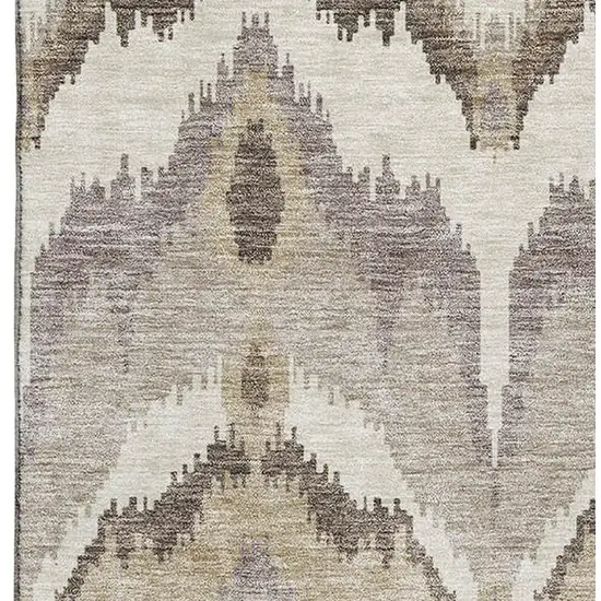 Beige Gray And Ivory Ikat Washable Area Rug With UV Protection Photo 3