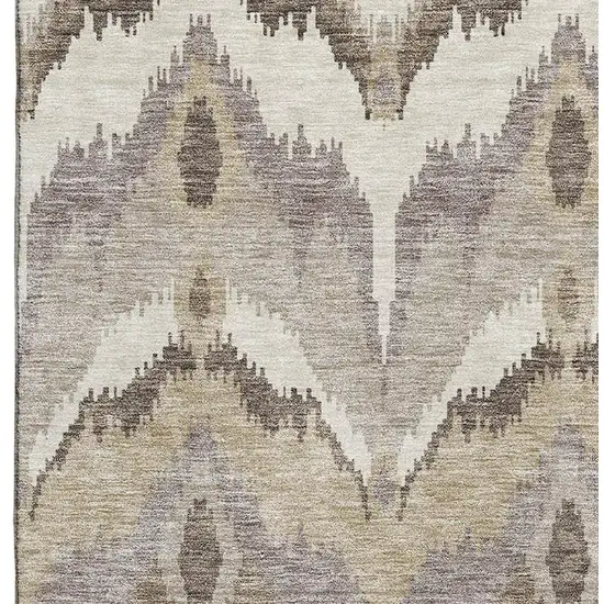 Beige Gray And Ivory Ikat Washable Area Rug With UV Protection Photo 4