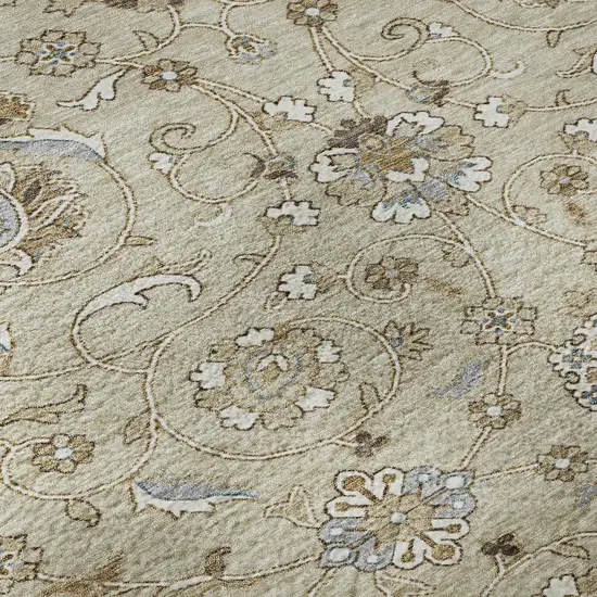 Beige Gray And Ivory Moroccan Washable Area Rug With UV Protection Photo 9