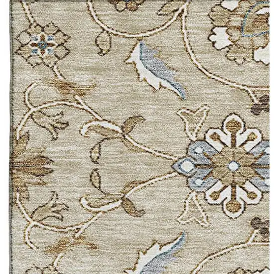 Beige Gray And Ivory Moroccan Washable Area Rug With UV Protection Photo 2
