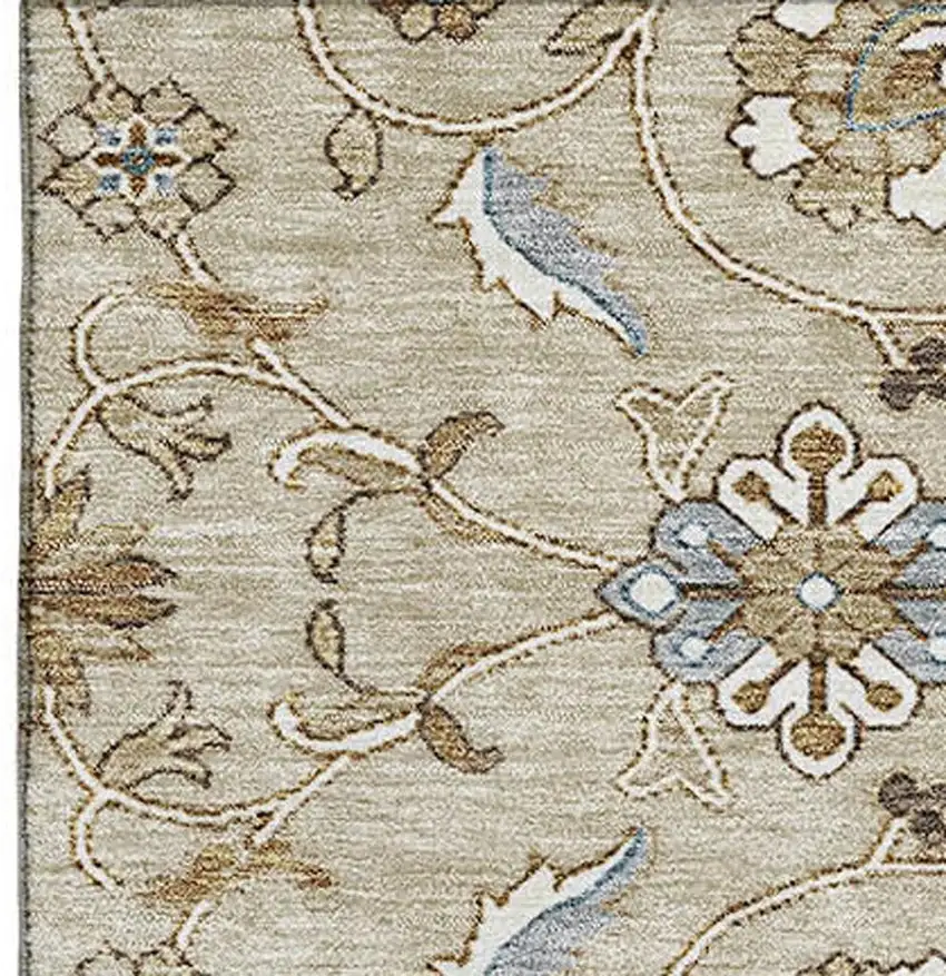Beige Gray And Ivory Moroccan Washable Area Rug With UV Protection Photo 2